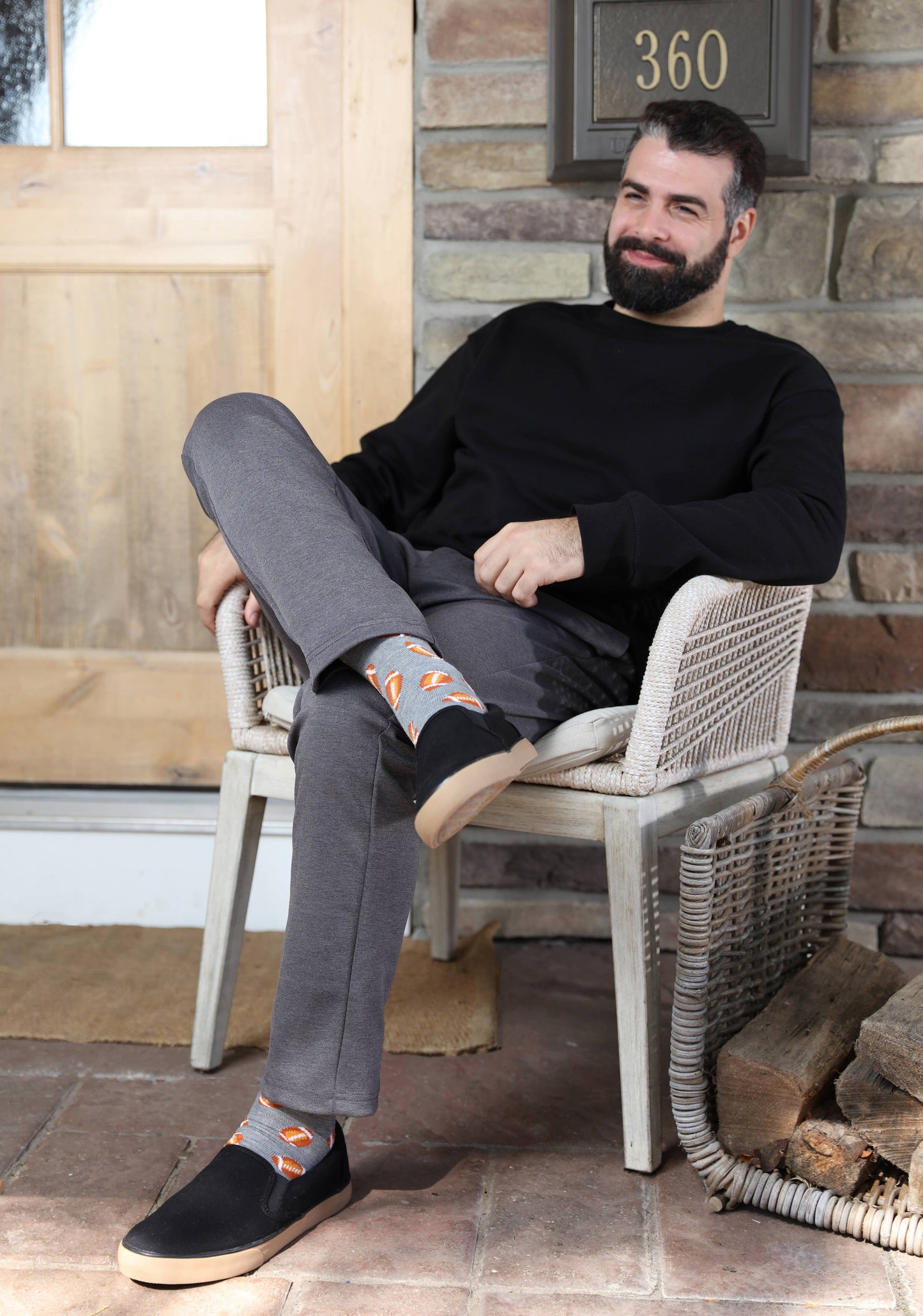 MeMoi Football Bamboo Blend Men's Crew Socks
