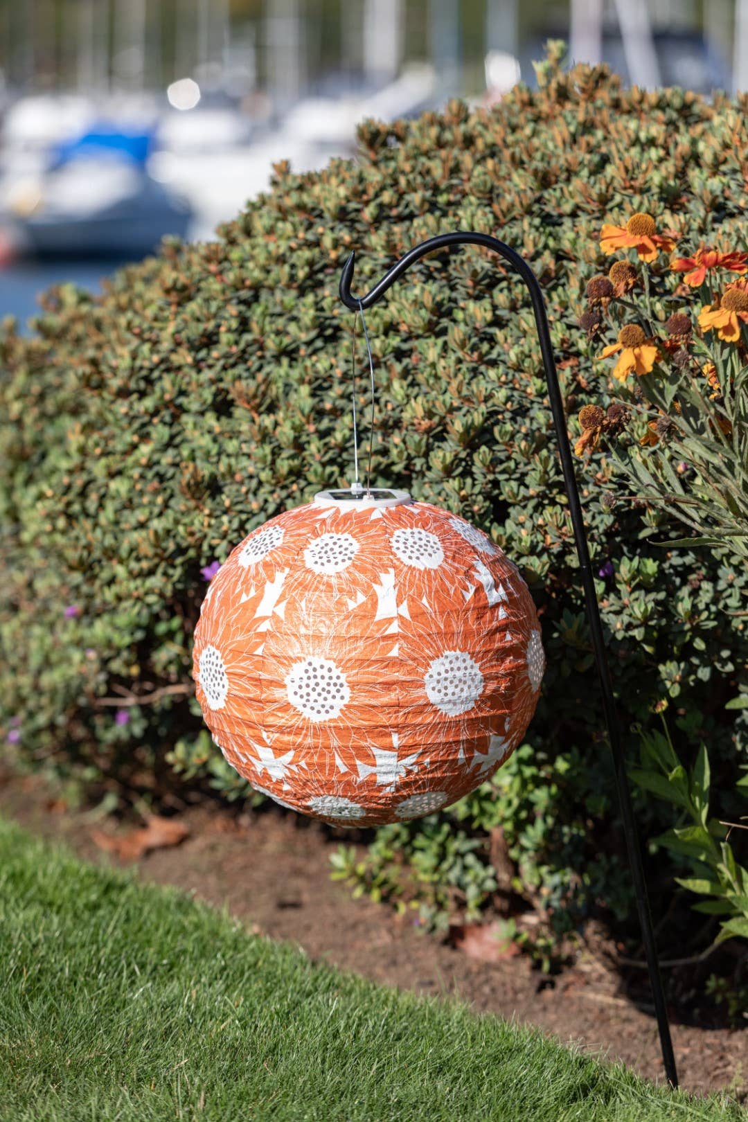 *NEW* Stella Print 12" Globe Solar Lntrn- Sunflower Persimm