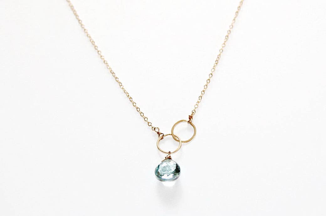Blue Topaz Asymmetrical Gold Necklace