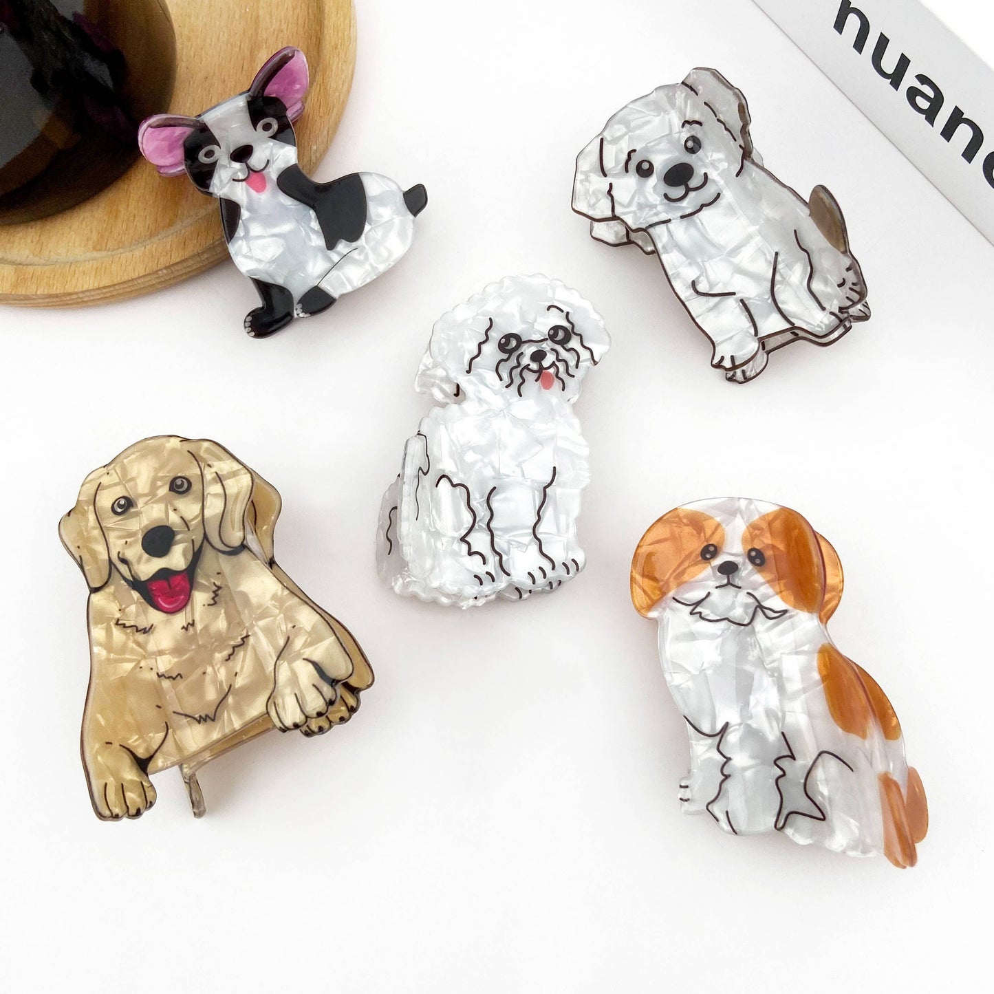 Cute Puppy Series Printed Hair Clips, Adorable Dog Claw Clip