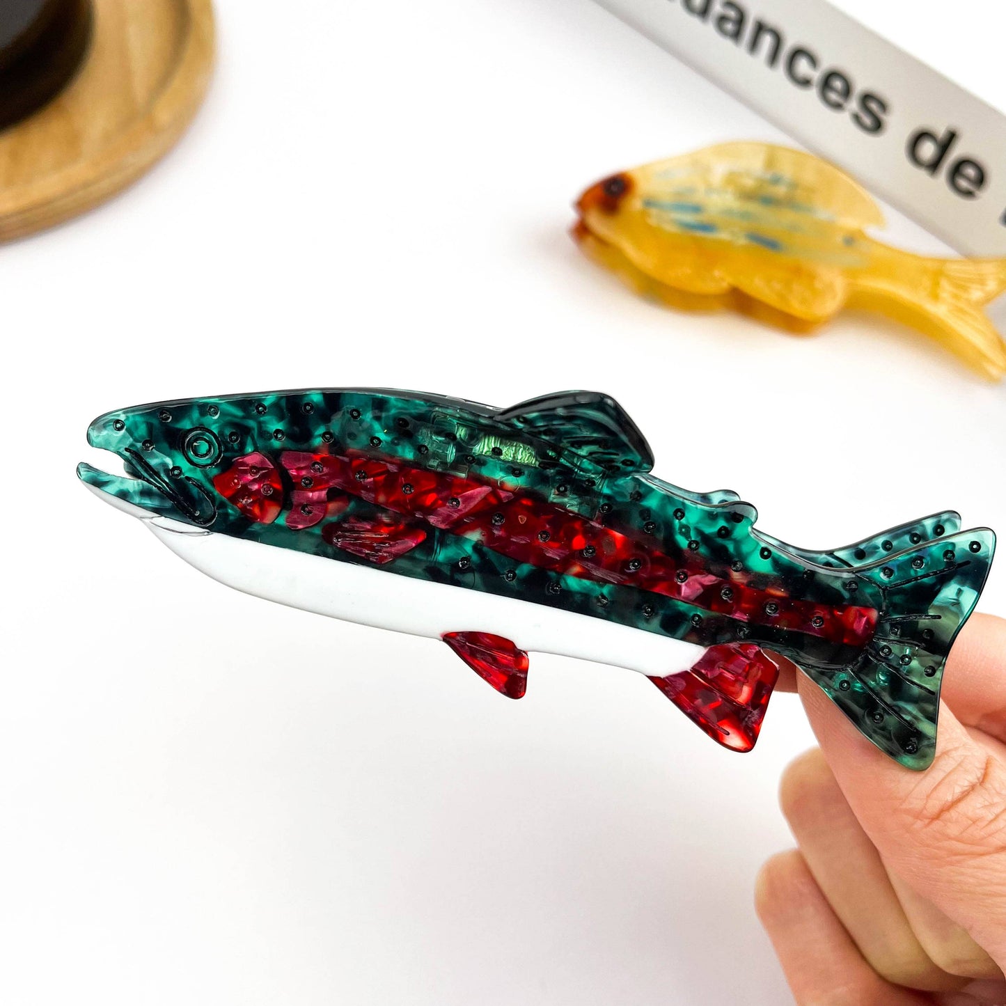 Fish Claw Clips, Rainbow Trout & Blue Line Fish Hair Clip