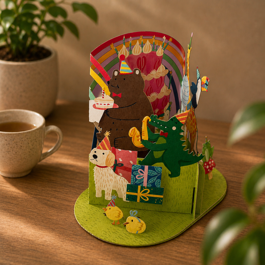 Animal Birthday Party Message in a Bottle Card