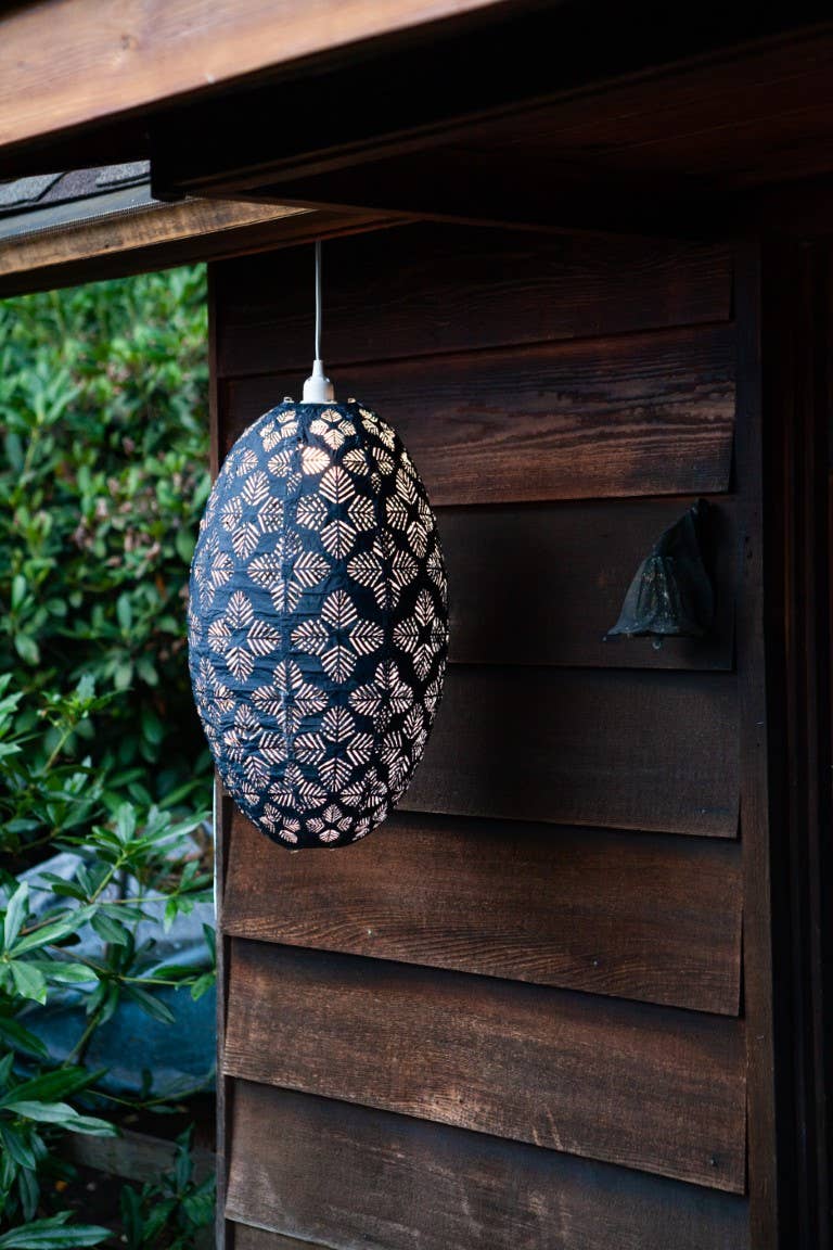 Stella Nova Outdoor Pendent Light- Geo Palm 22" Midnight