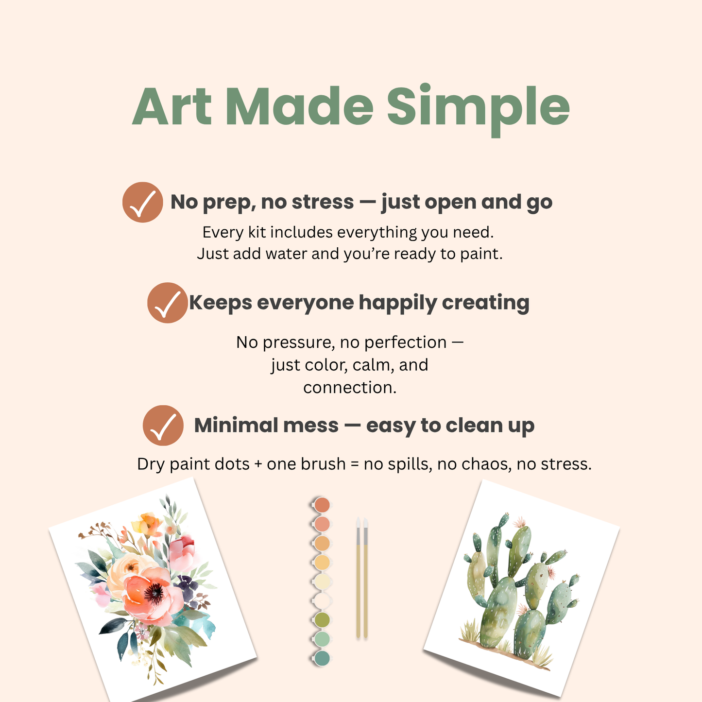 Brilliant Bouquet Watercolor Paint Set, Beginner Kit with Practice Sheets