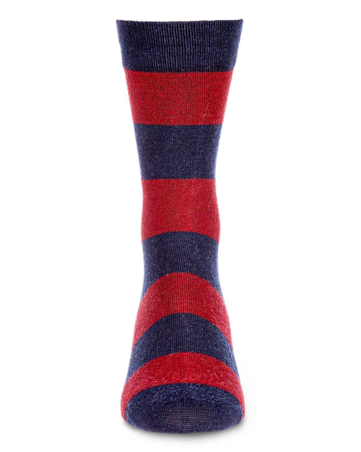 MeMoi Mens Striped Cashmere Blend Crew Socks