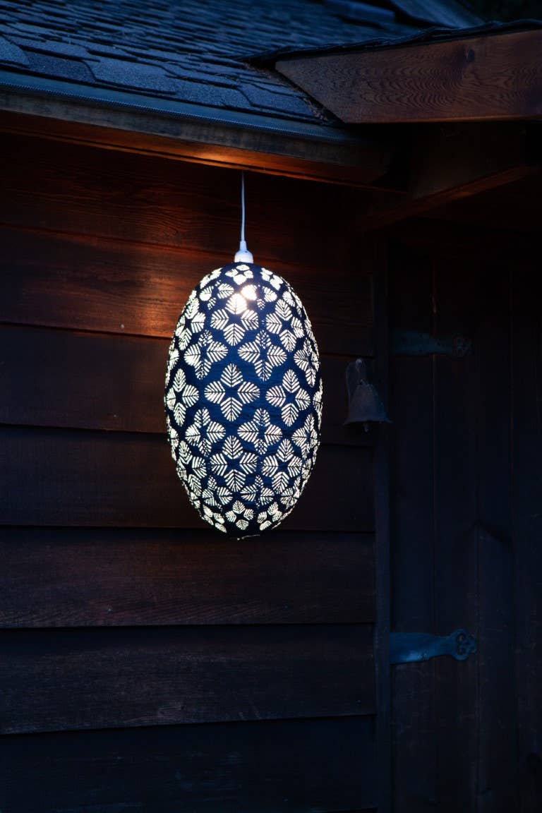 Stella Nova Outdoor Pendent Light- Geo Palm 22" Midnight