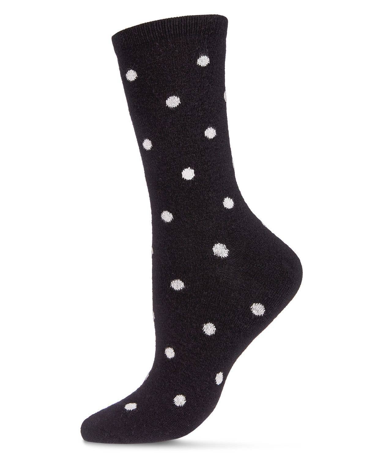MeMoi Womens Polka Dot Cashmere Blend Crew Socks