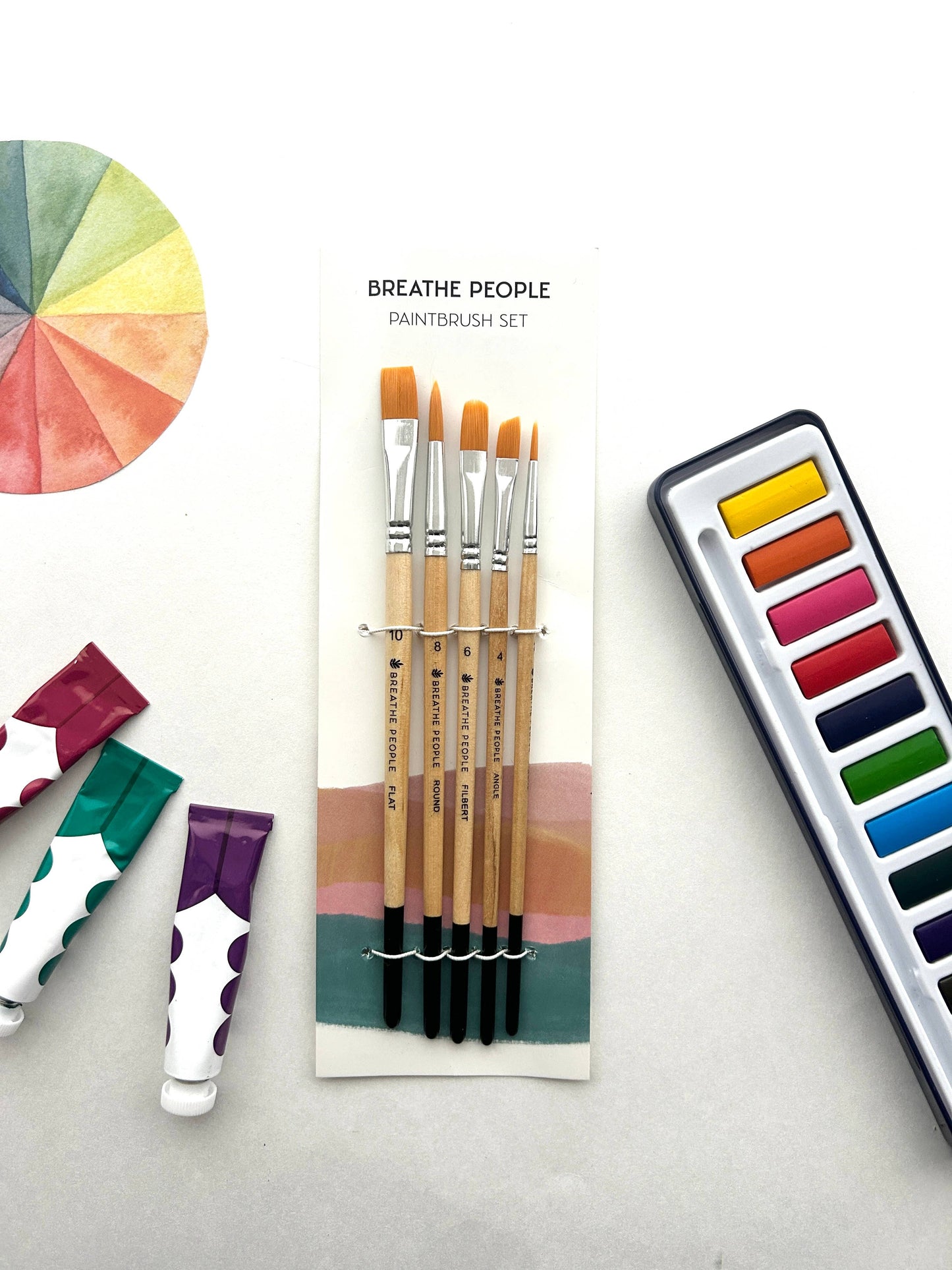 5-Piece Paintbrush Set for Watercolor, Acrylic, Gouache