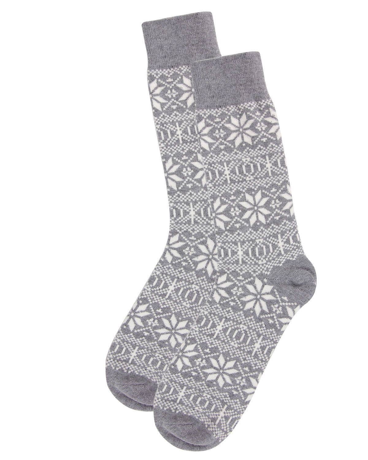 MeMoi Snowflake Cashmere Blend Men's Crew Socks