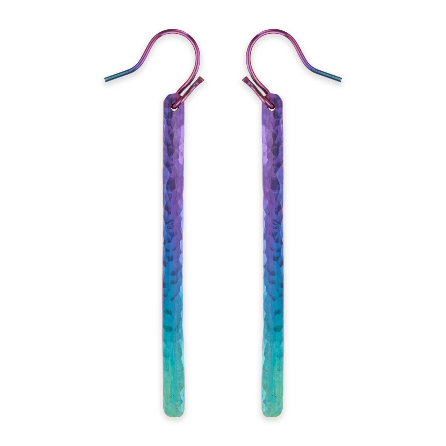 Thin Hammered Rectangle Earring