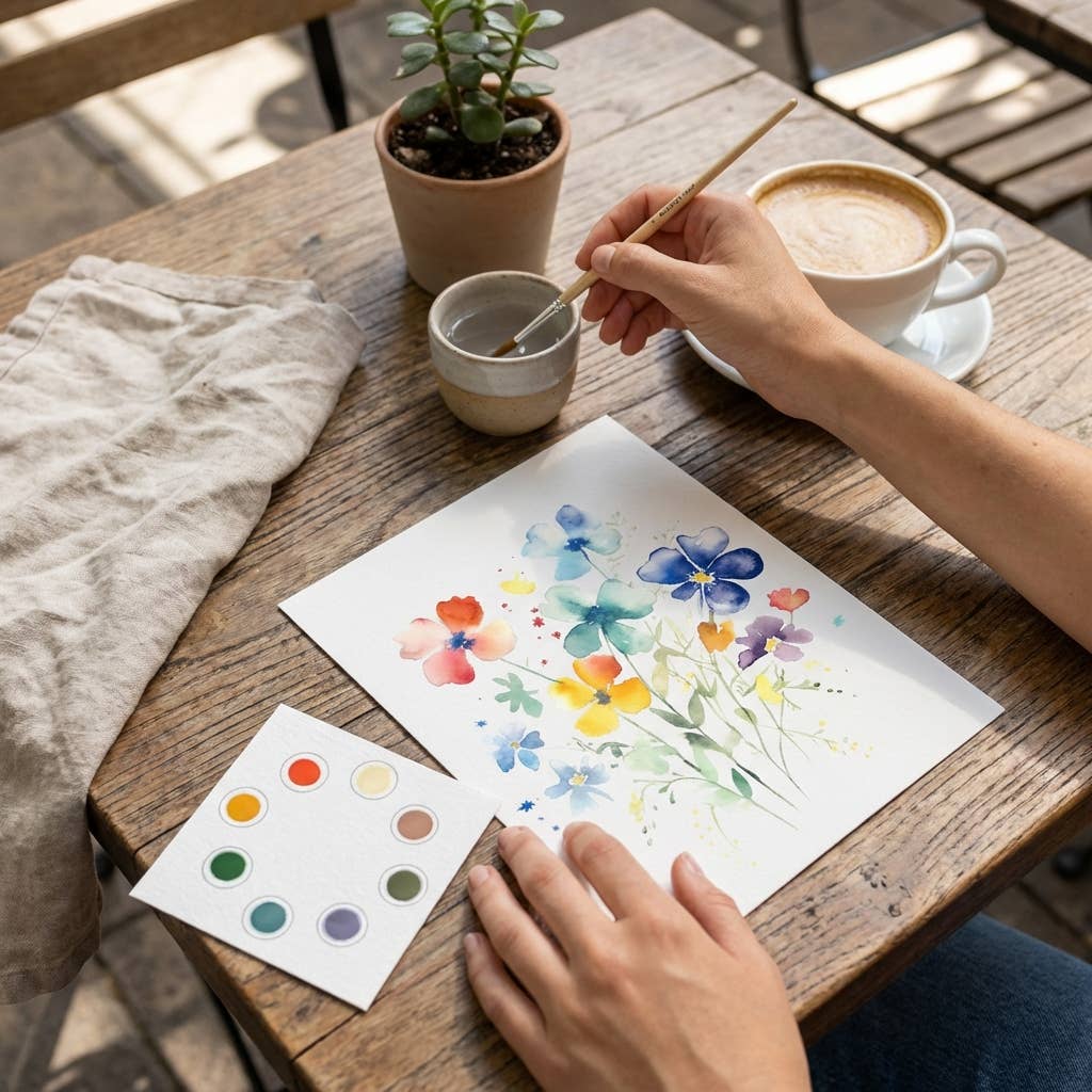 All-In-One Beginner Watercolor Paint Set - Summer Flowers