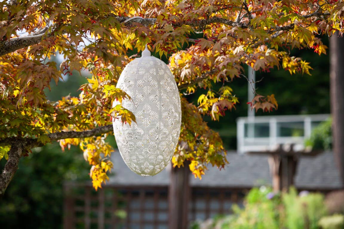 Stella Nova Outdoor Pendent Light- Geo Palm 22" White