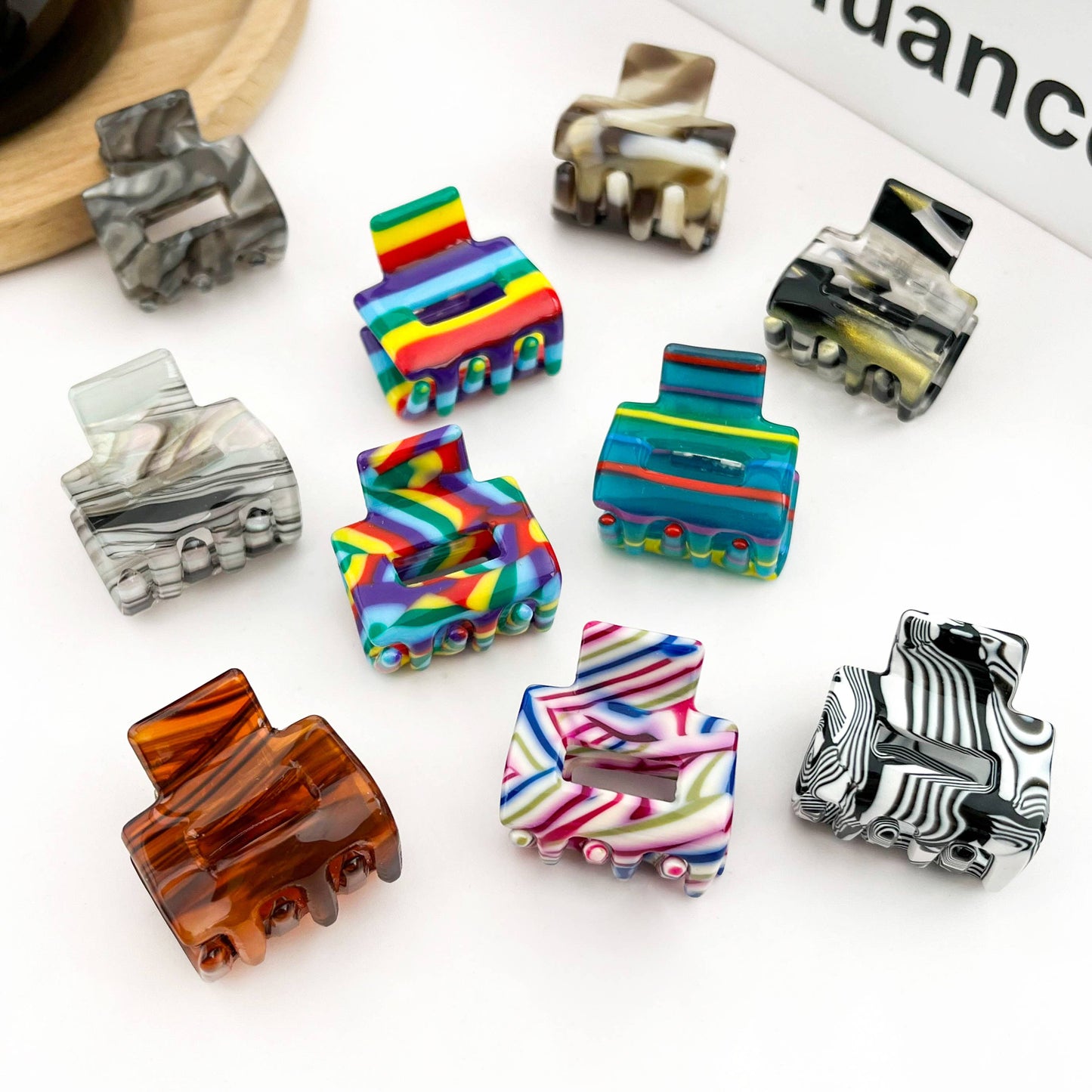 0.98'' Acetate Colorful Striped Mini Hair Claw Clip