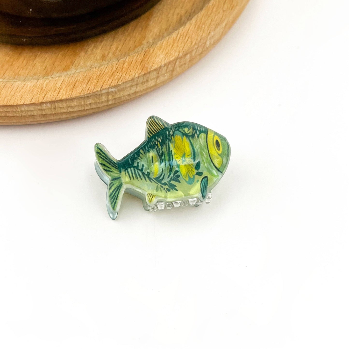 Green Sardine Hair Claw Clip with Seaweed Detail