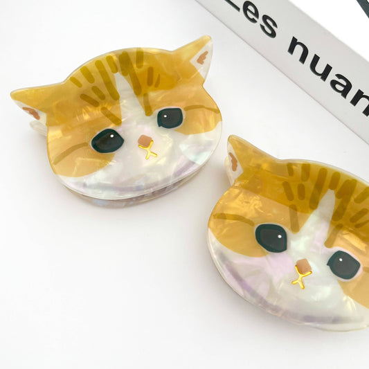 Cat Head Acetate Claw Clip Hair Clip