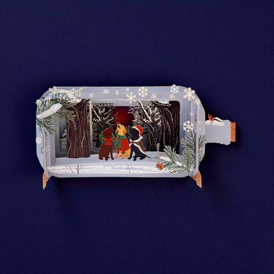 Winter Dogs  Message in a Bottle Card