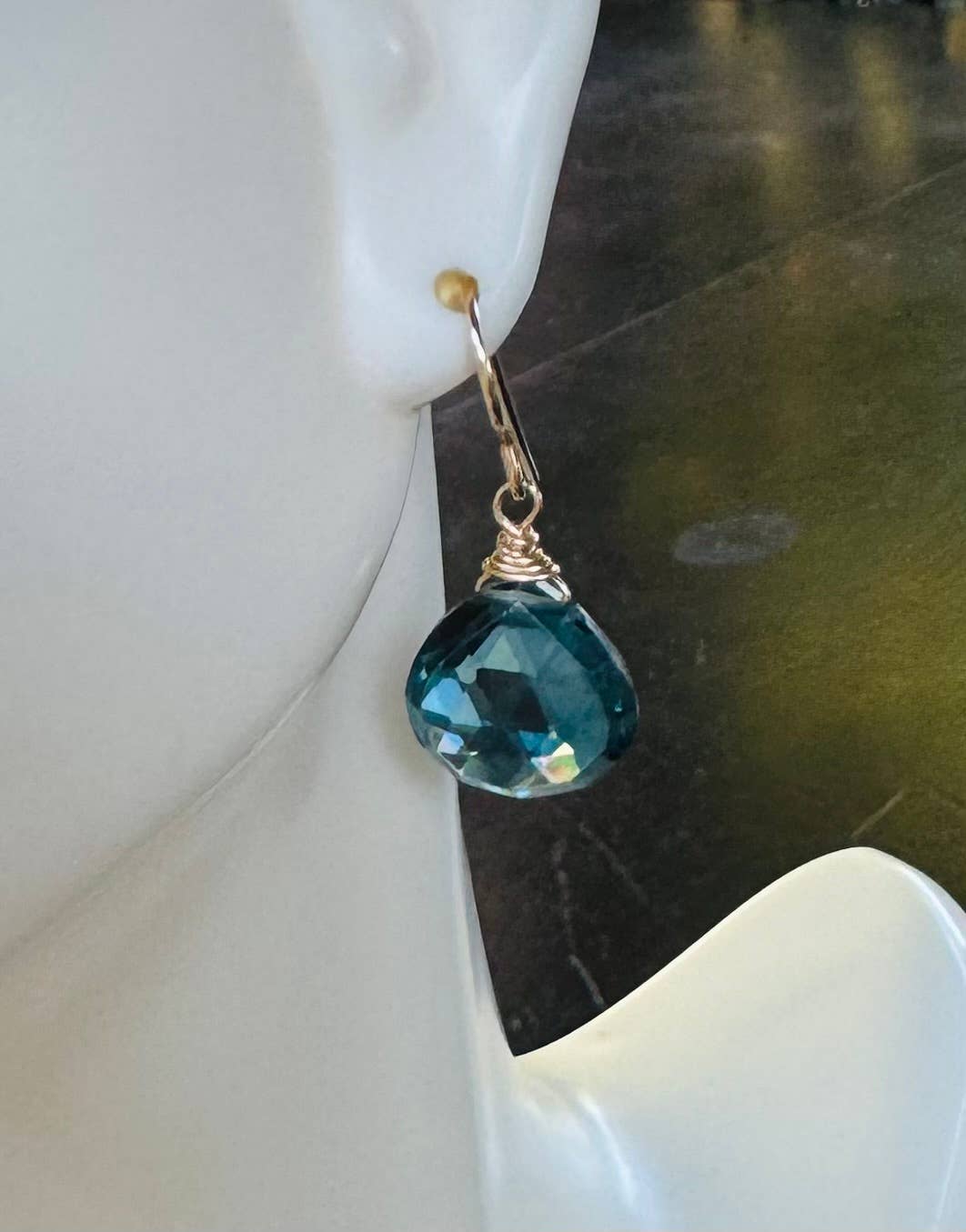 Heart Shape Peridot Gem Gold Earrings