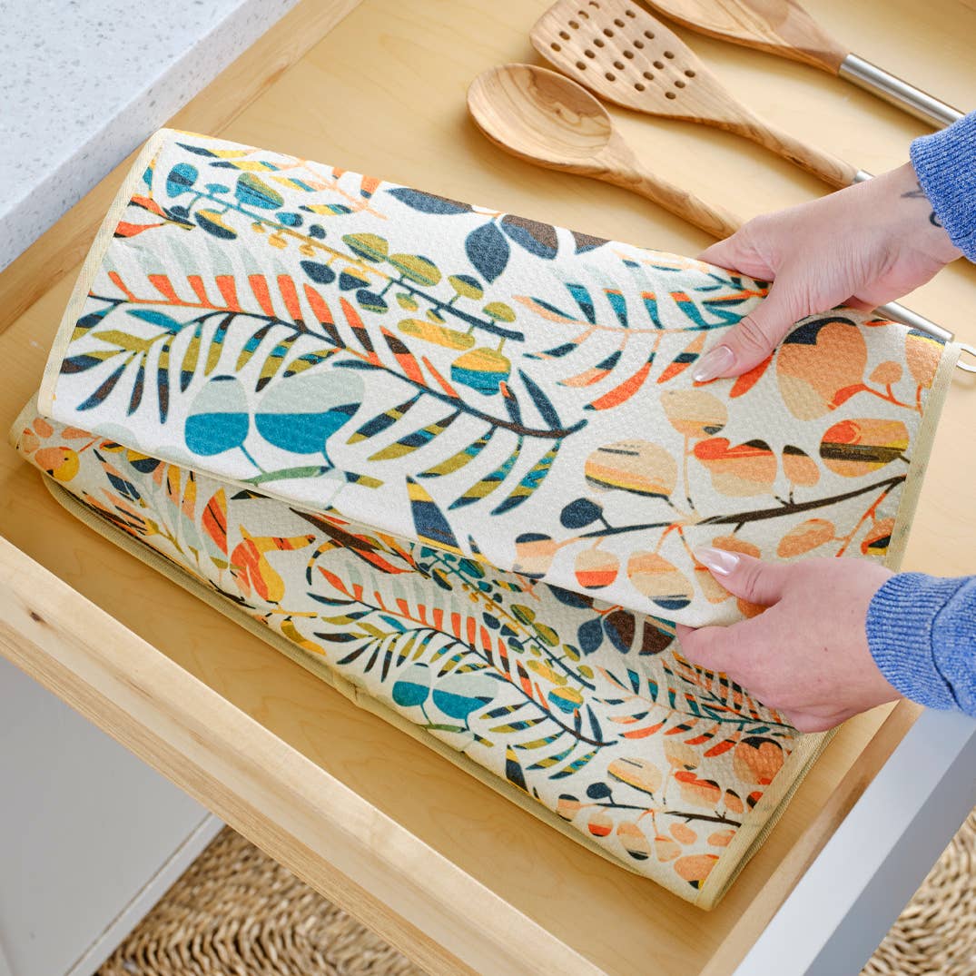 Colorful Leaves Dish Drying Mats, Set of 2