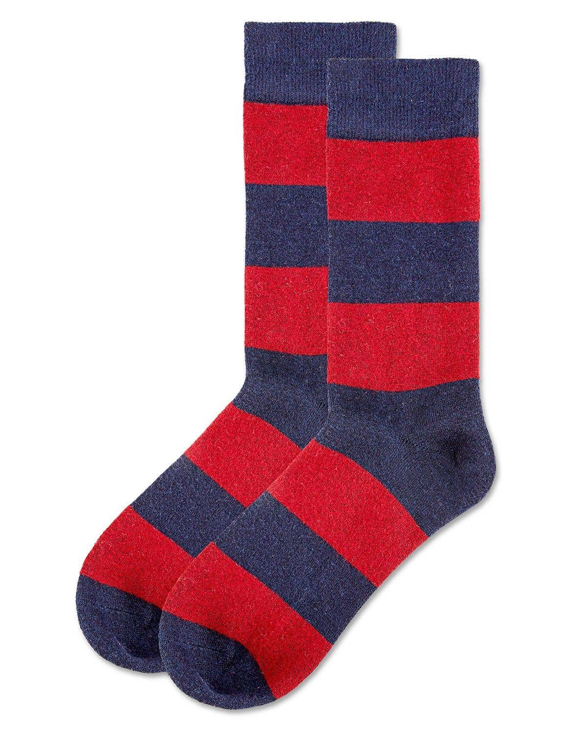 MeMoi Mens Striped Cashmere Blend Crew Socks