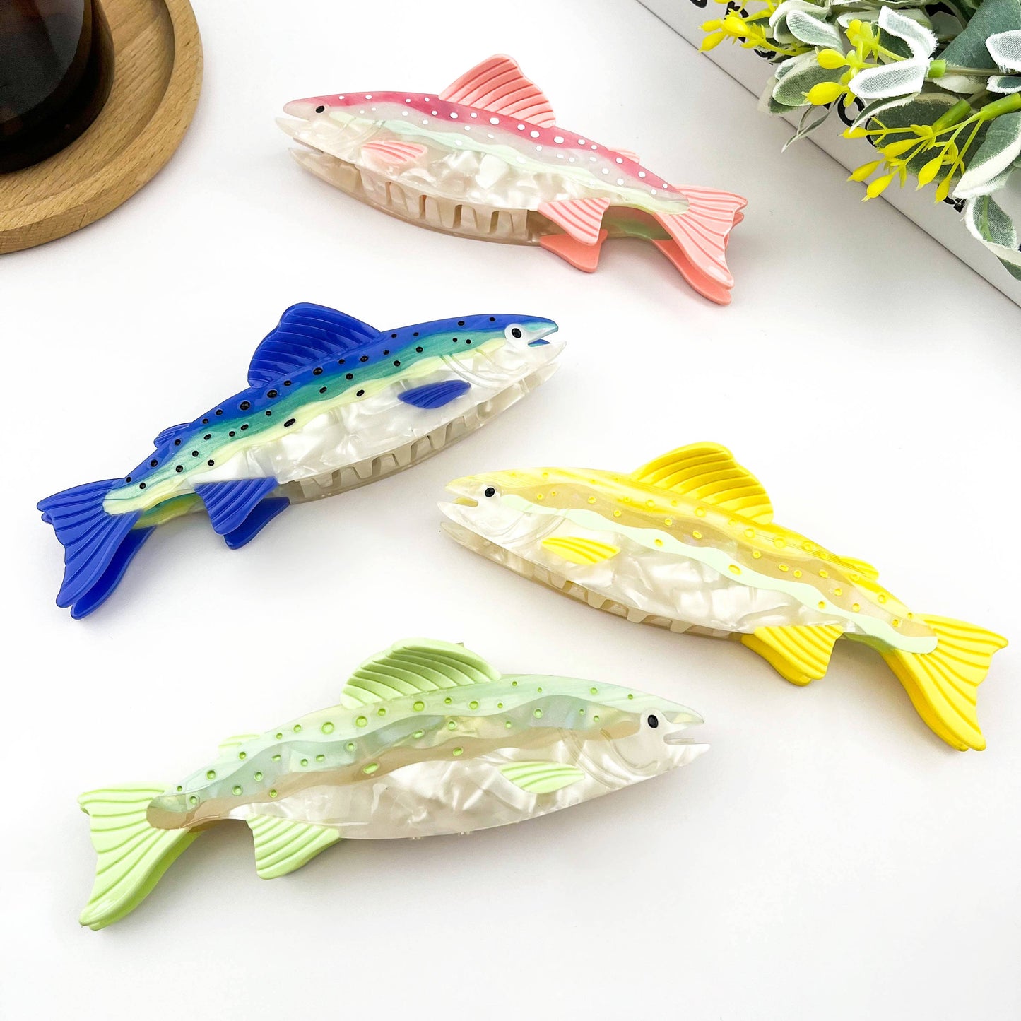 Salmon Acetate Hair Claw Clip, Fish-Shaped Claw Clip