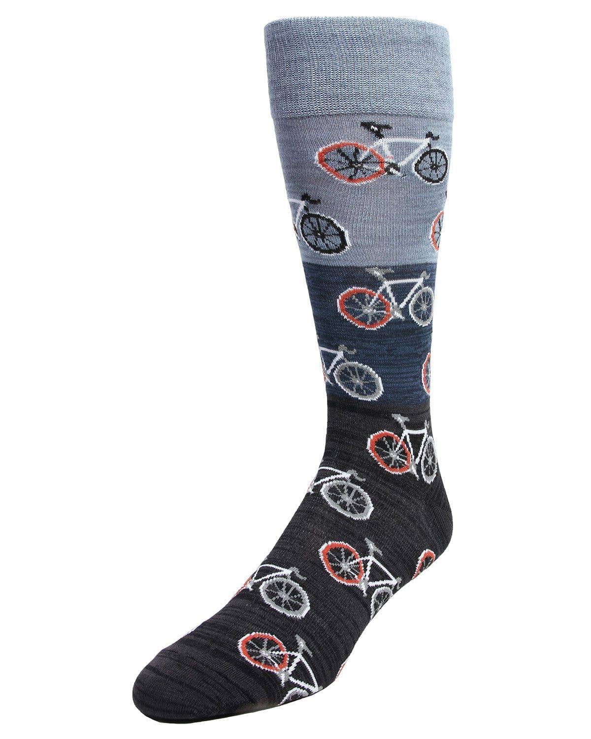 MeMoi Bicycles Patterned Men's Crew Sock: Navy Blazer / 10 13