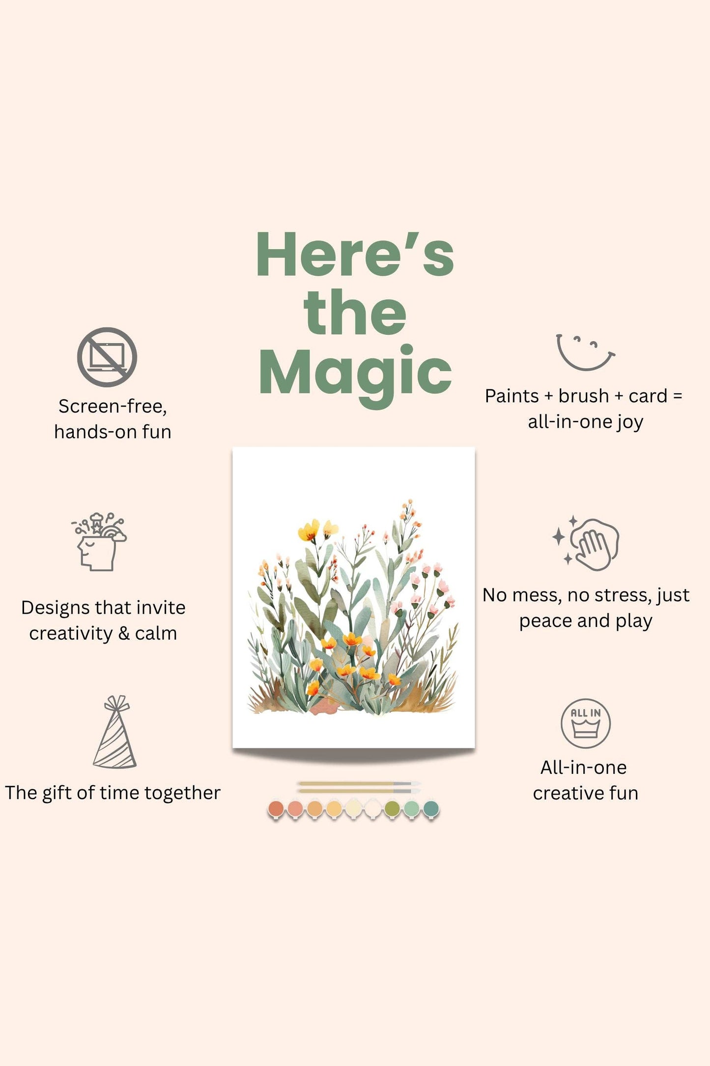 Brilliant Bouquet Watercolor Paint Set, Beginner Kit with Practice Sheets