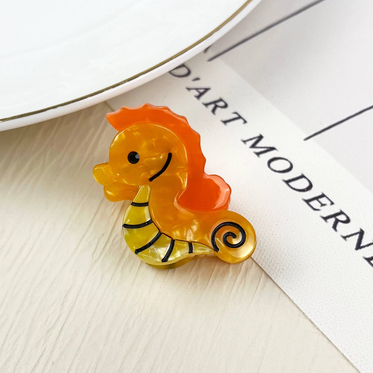 Acetate mini marine life hair clip crab conch claw clip