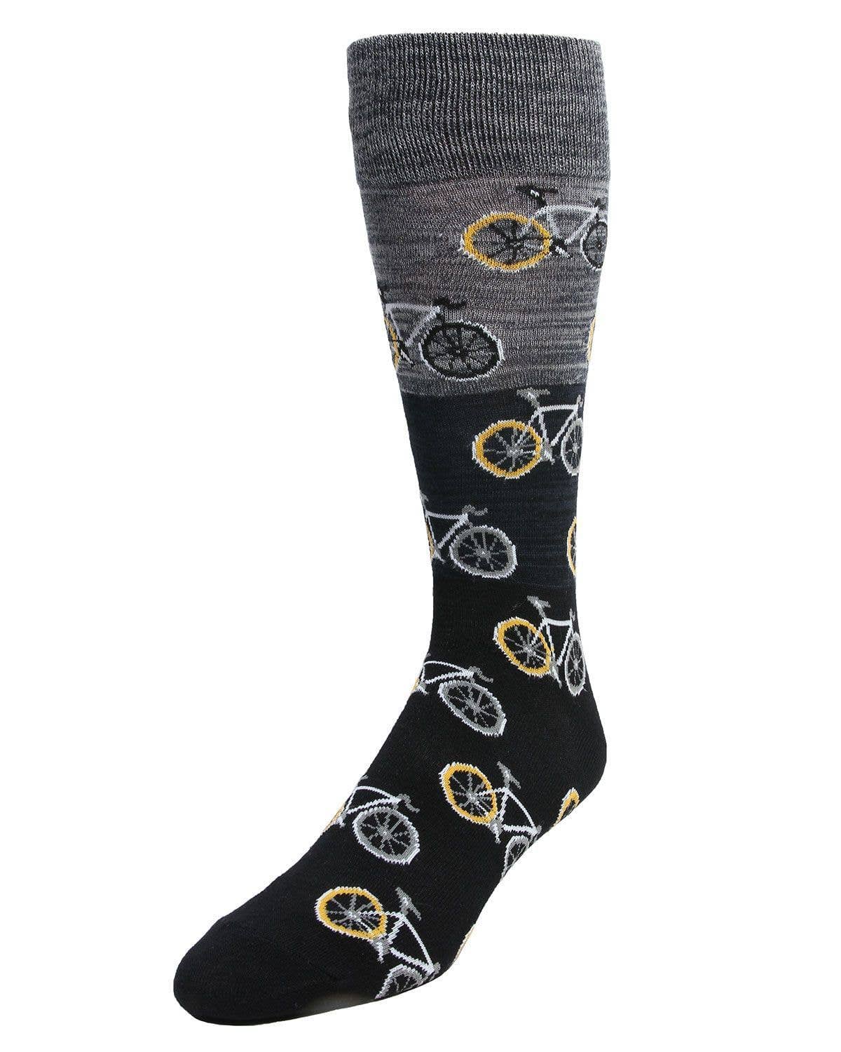MeMoi Bicycles Patterned Men's Crew Sock: Navy Blazer / 10 13