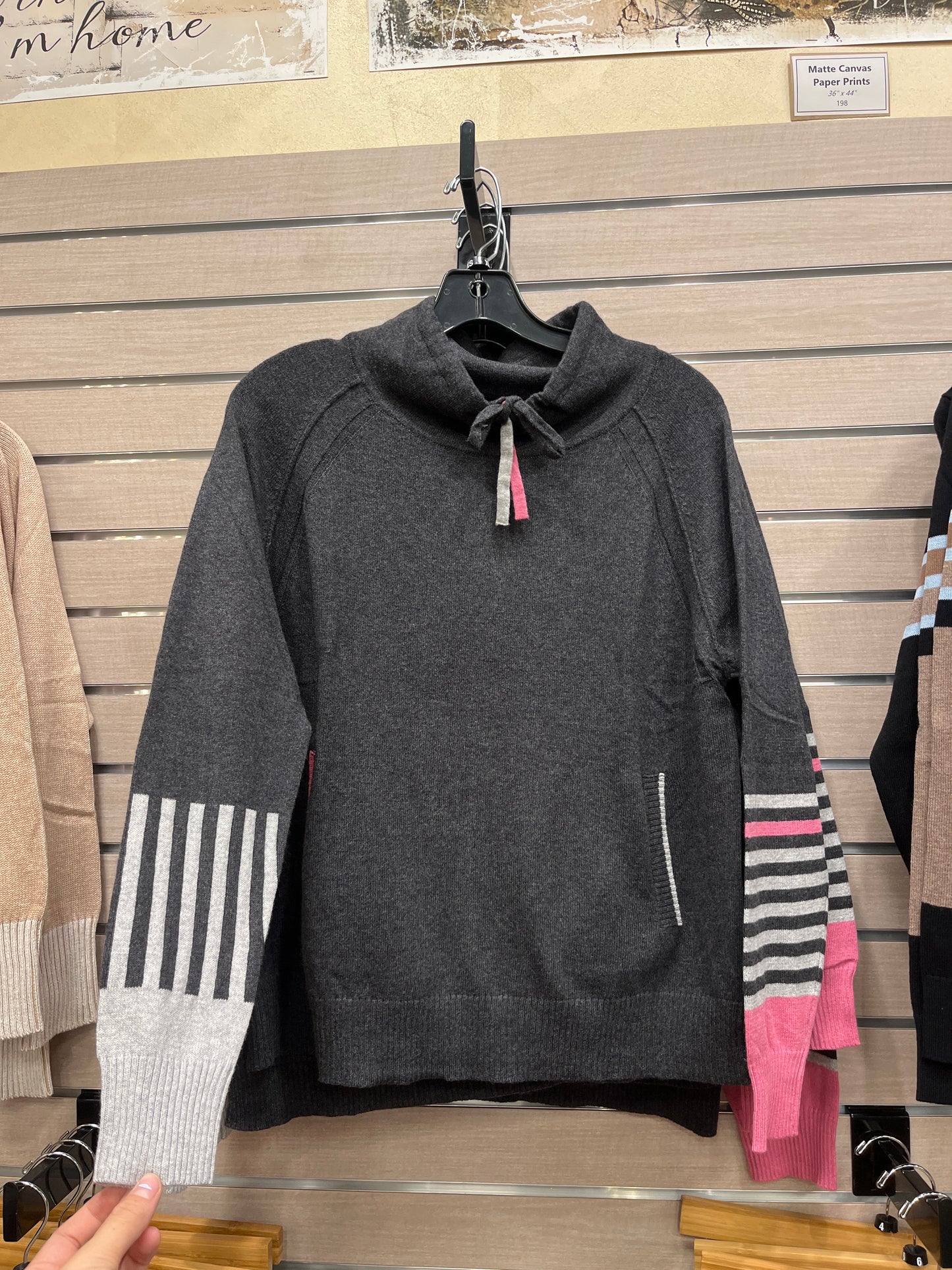 Dark Grey Drawcord Sweater