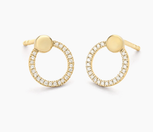 Gold Bead O Stud Earring