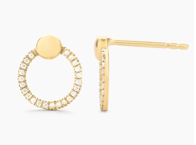 Gold Bead O Stud Earring