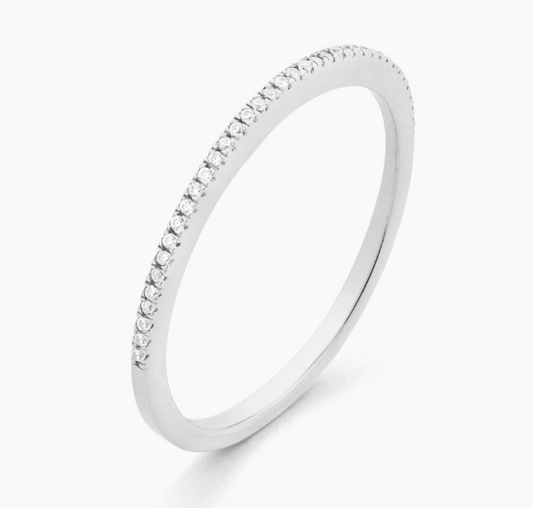 For All Eternity Thin Silver stacking Ring- S