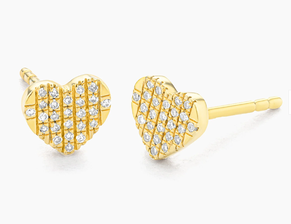 Flat Heart Stud Earrings