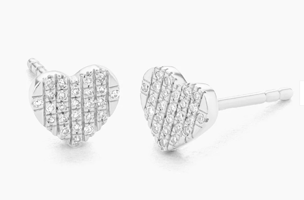 Flat Heart Stud Earrings