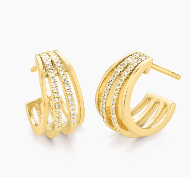 4 Bar Wrap around Huggie Earring