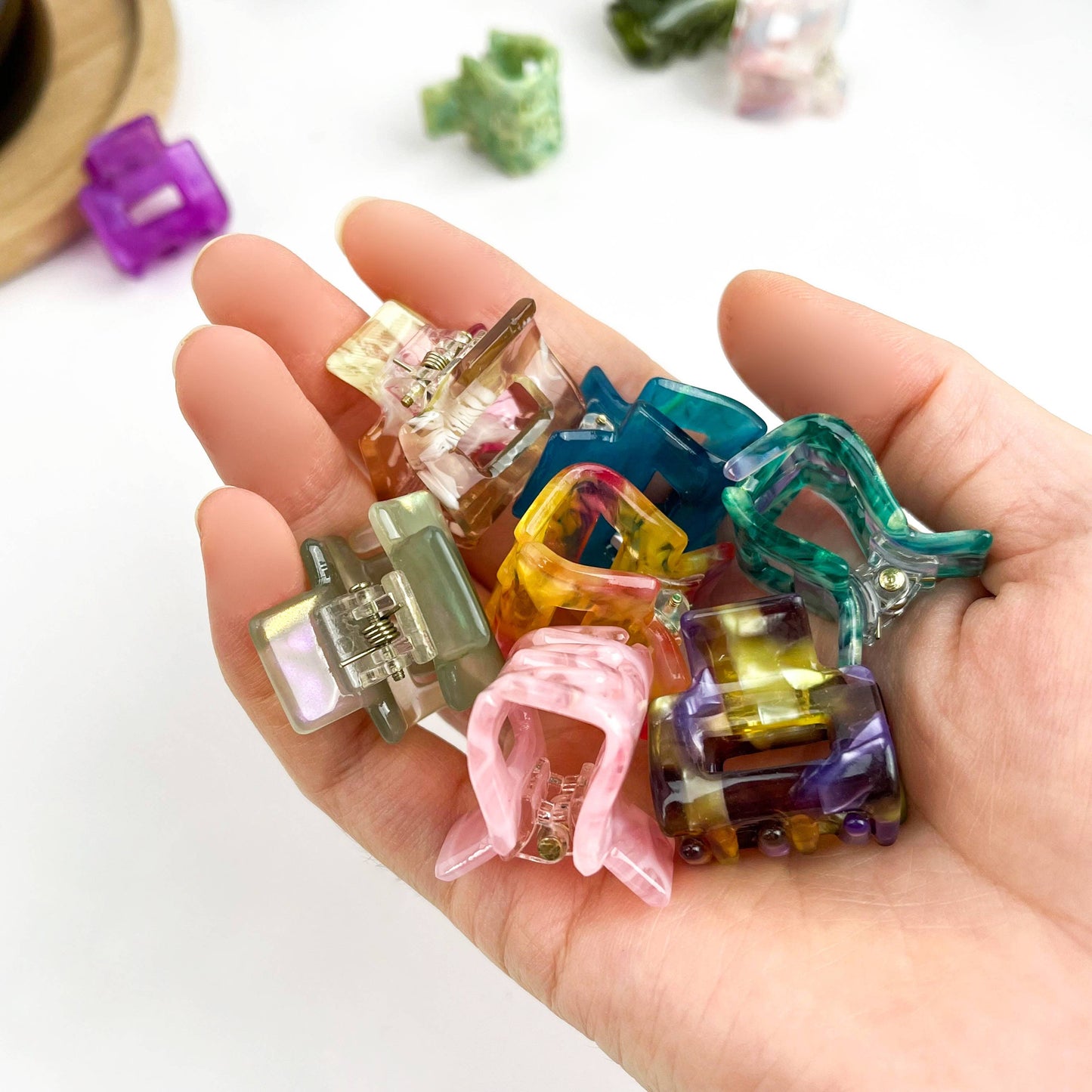 0.98'' Acetate Colorful Mini Square Hair Claw Clip