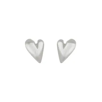 Tiny heart silver post earring