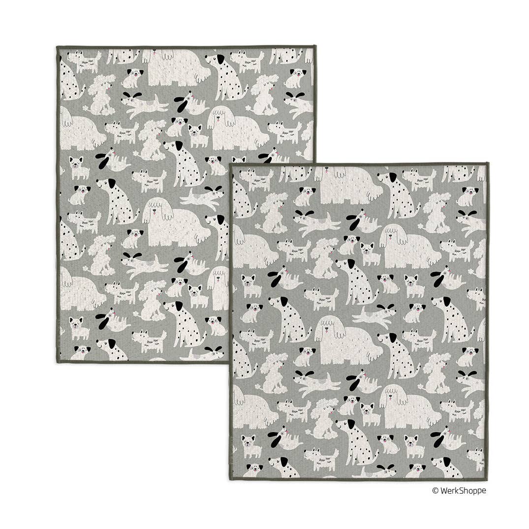 Gray & Black Dogs Microfiber Drying Towel