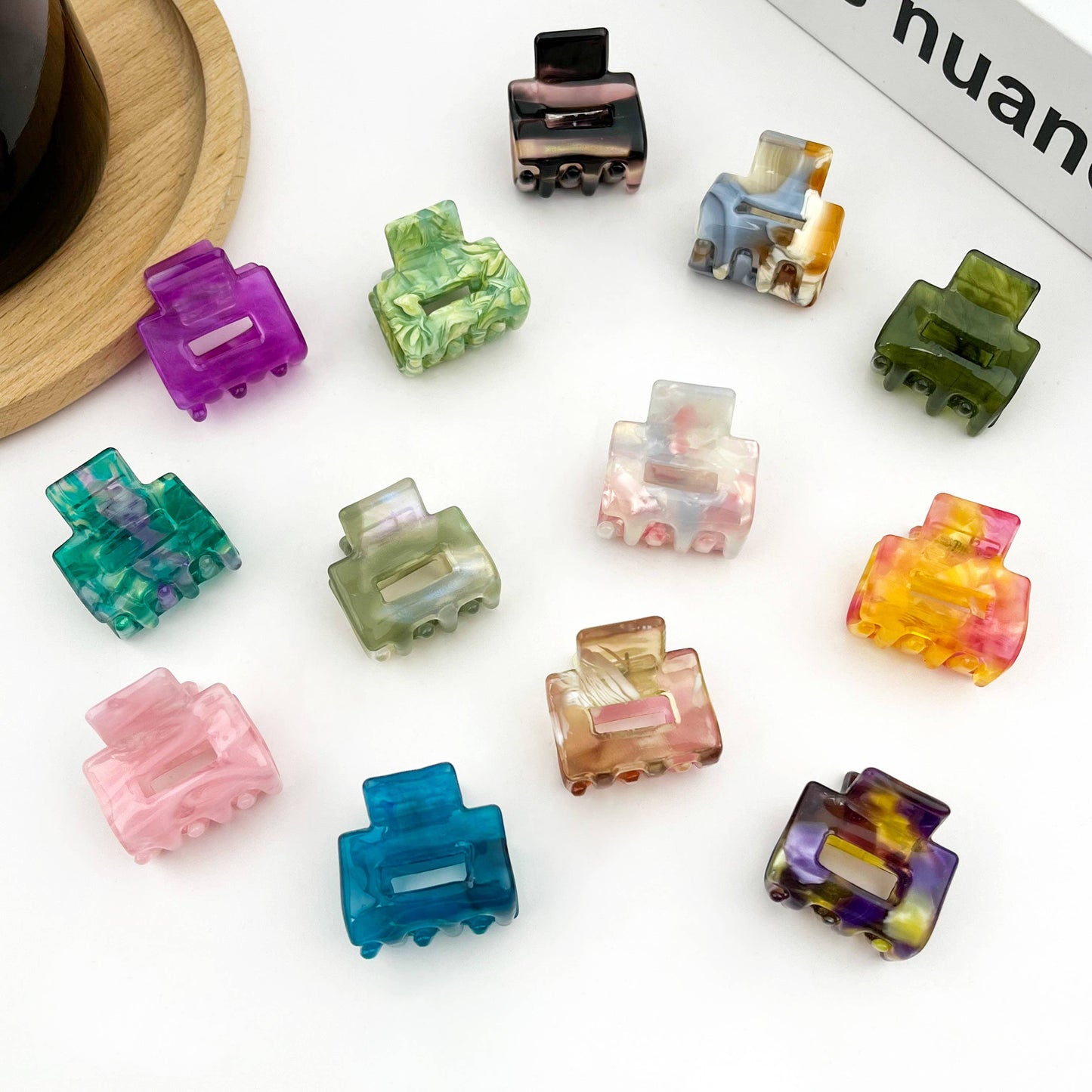 0.98'' Acetate Colorful Mini Square Hair Claw Clip