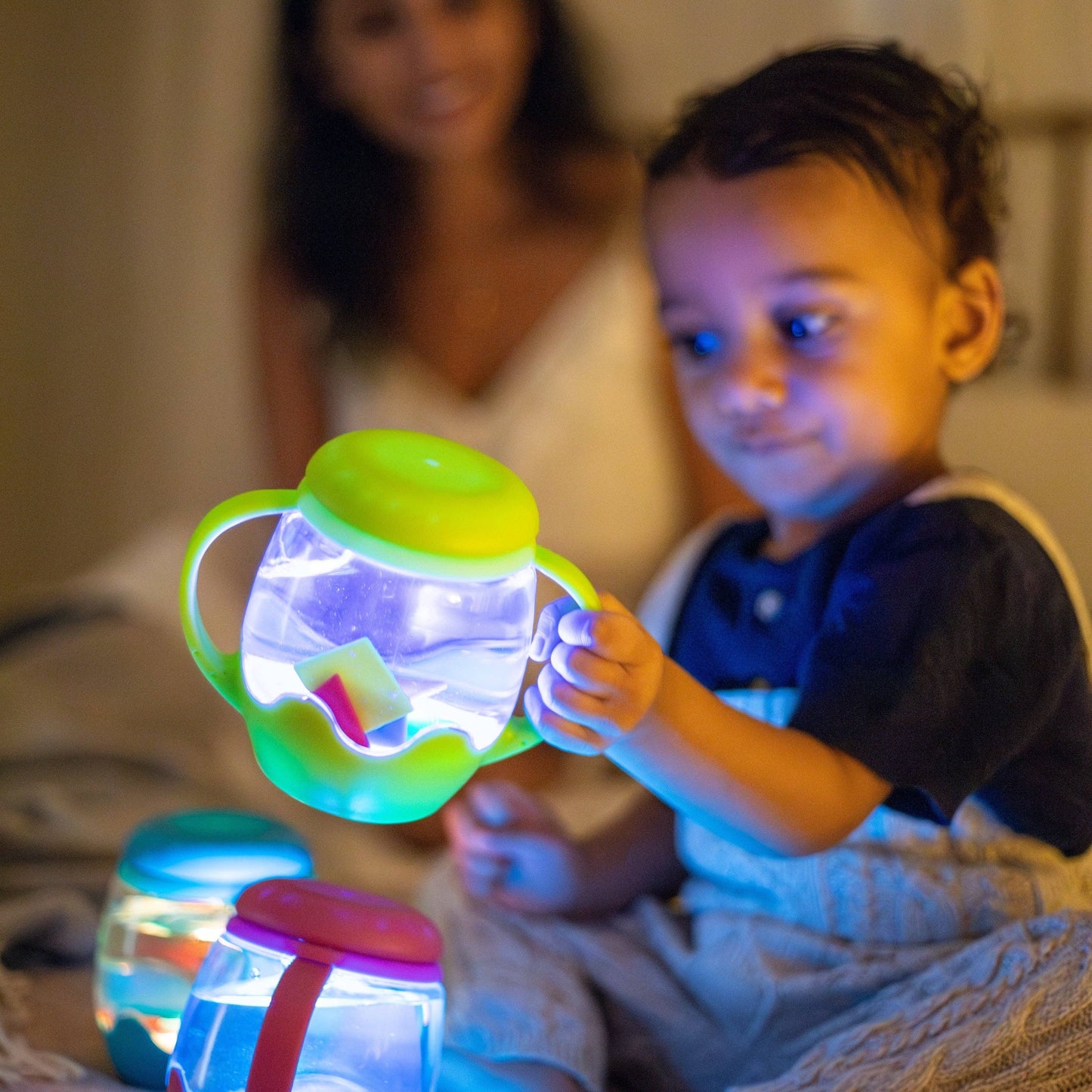 Glo Pals Mini Sensory Jar and Silicone Fun Filler Bundle - Green