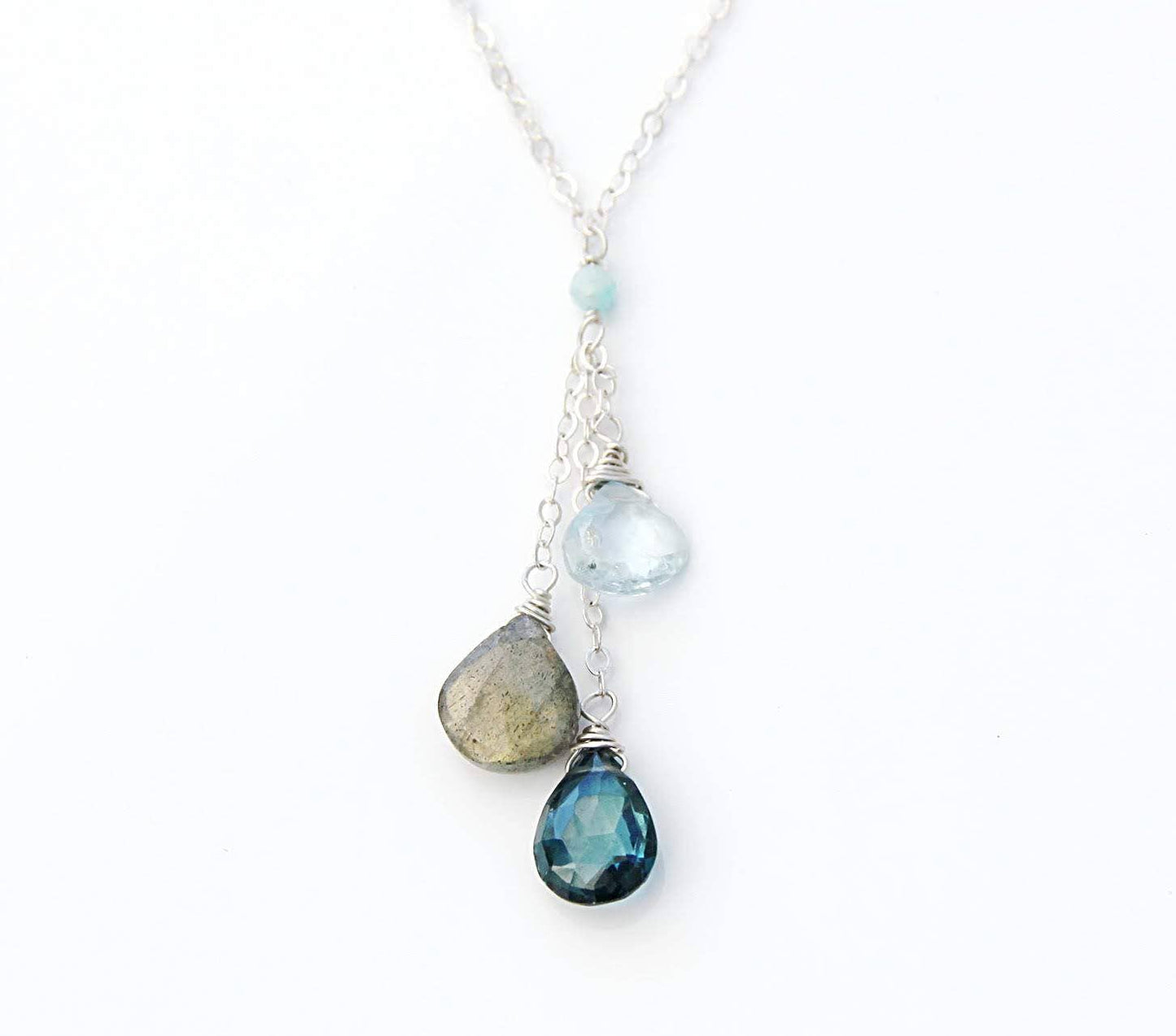 Amazonite Blue Topaz Labradorite and London Blue Necklace