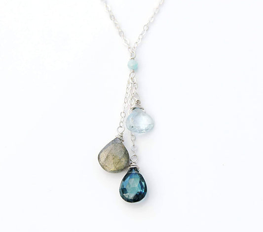 Amazonite Blue Topaz Labradorite and London Blue Necklace