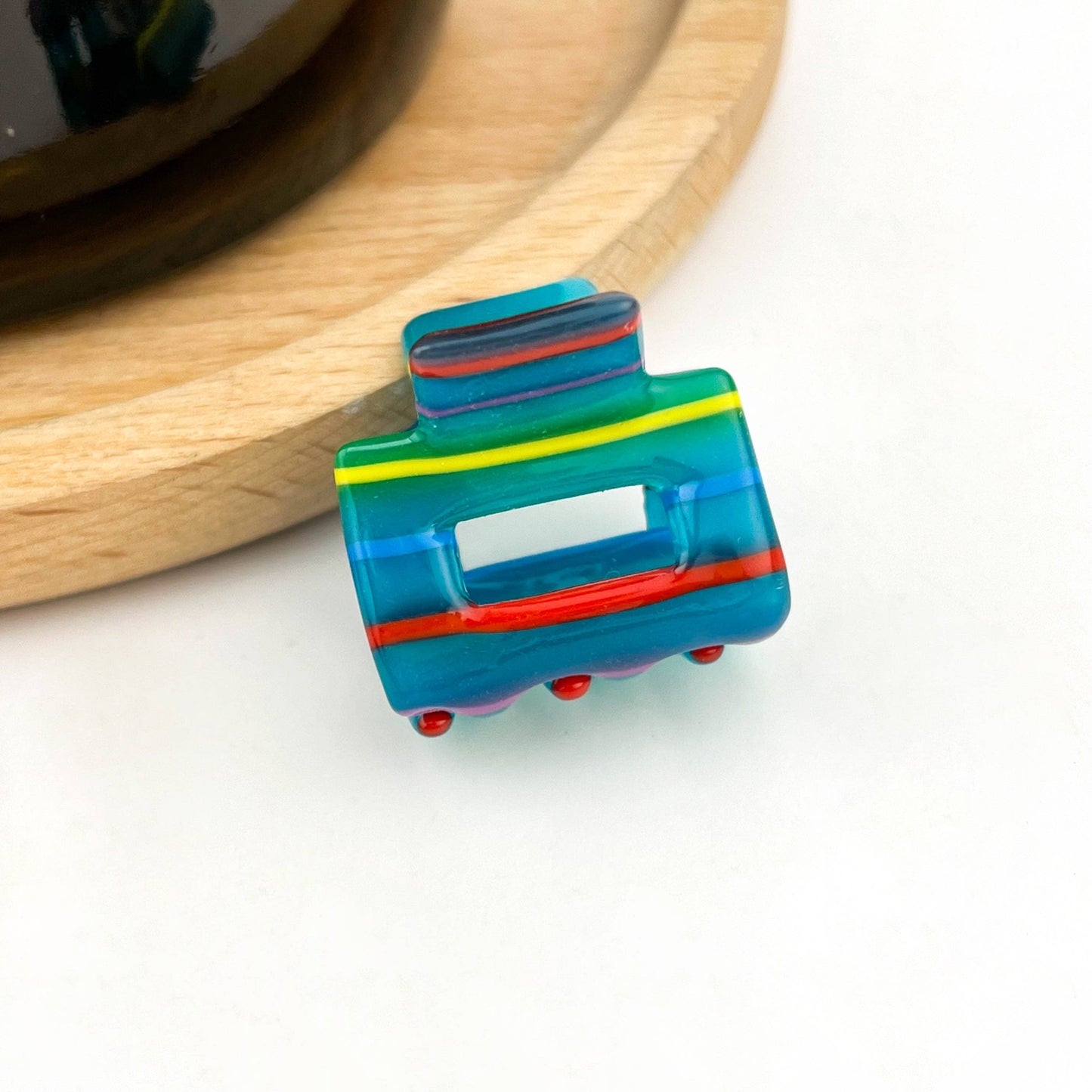 0.98'' Acetate Colorful Striped Mini Hair Claw Clip