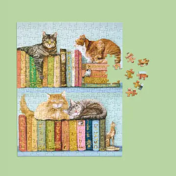Cats on Books 250 Piece Puzzle Cat Lover Gift