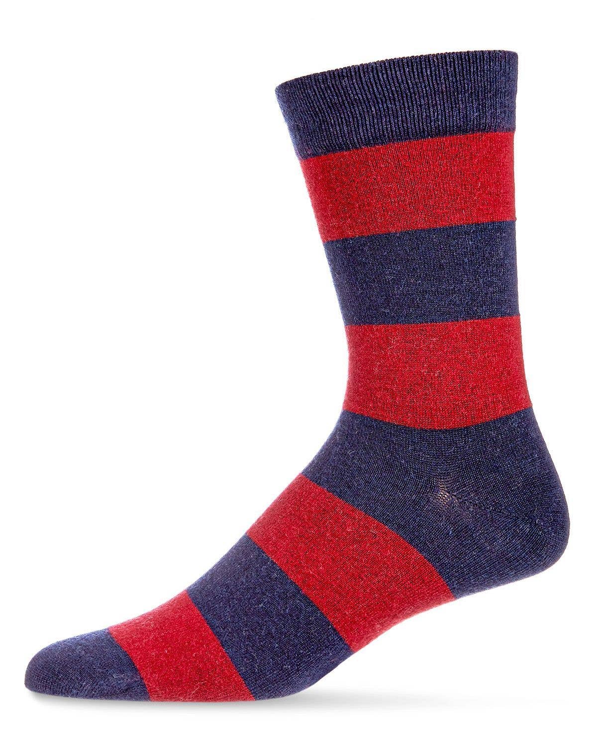MeMoi Mens Striped Cashmere Blend Crew Socks