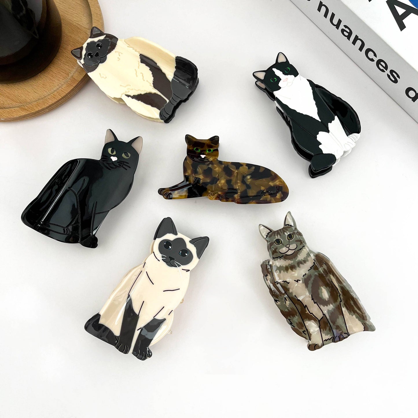 Sitting Cat Hair Claw Clip