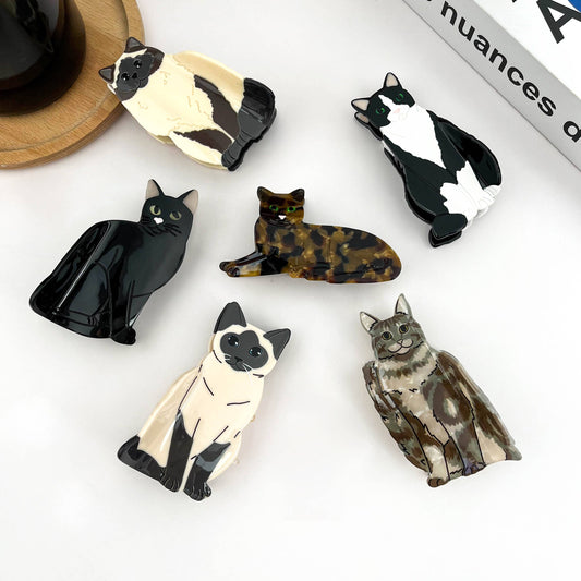 Sitting Cat Hair Claw Clip