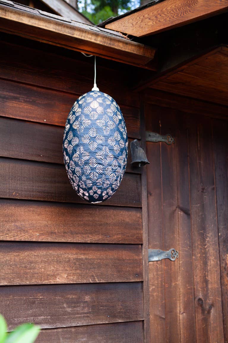 Stella Nova Outdoor Pendent Light- Geo Palm 22" Midnight