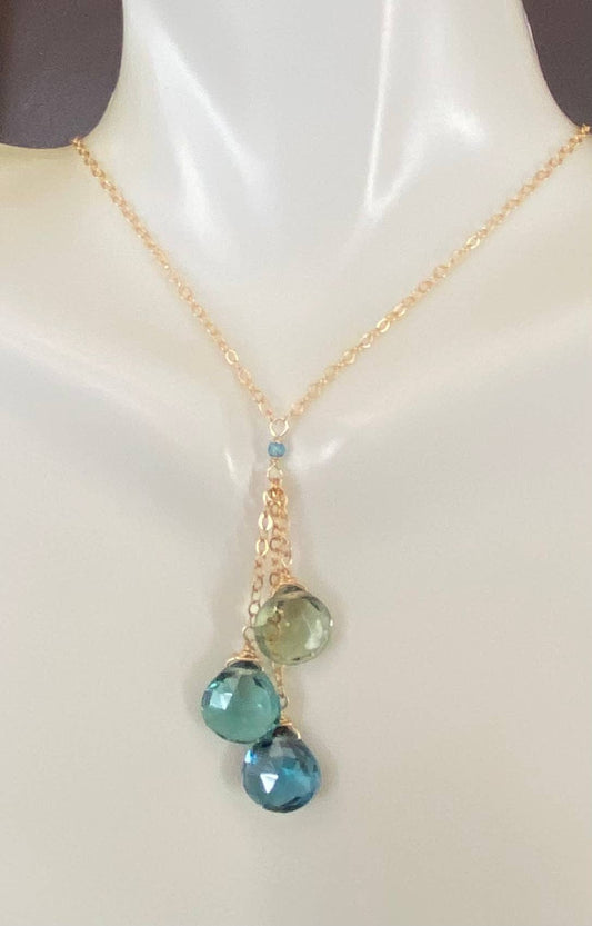 Triple drop gold necklace
