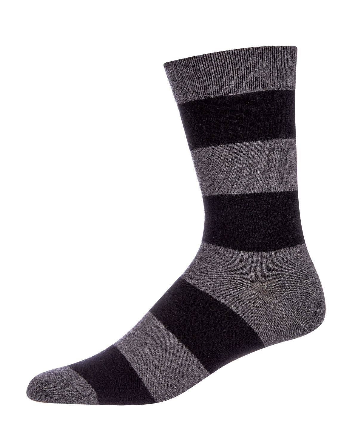 MeMoi Mens Striped Cashmere Blend Crew Socks